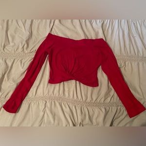 Red Cropped off the shoulder Shirt